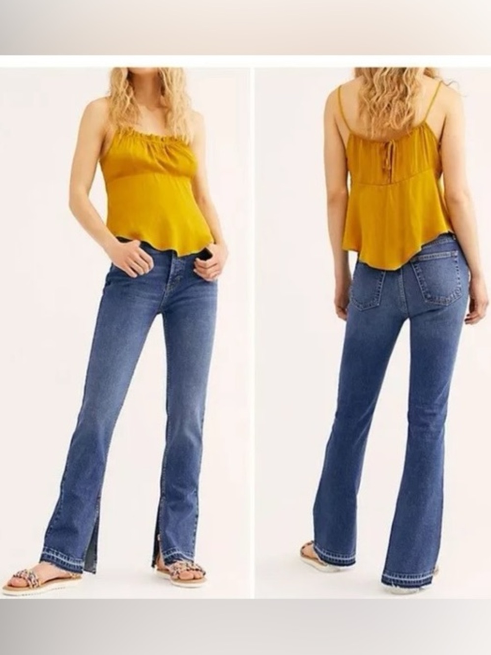 Free People Emmy Split-Hem Boot Denim (28)